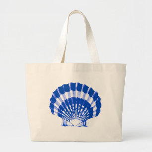 Seashell - cobalt blue and white large tote bag