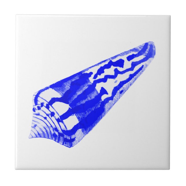 Seashell - cobalt blue and white tile (Front)