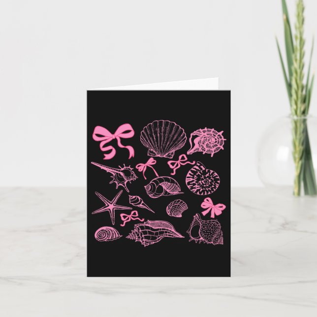 Seashell Coquette Bow Hawaii Beach Summer Vacation Card (Front)