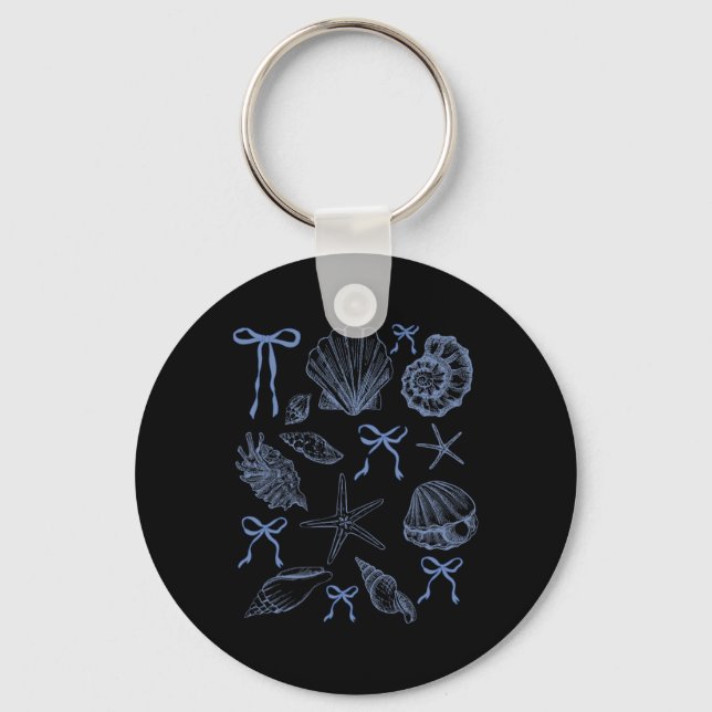 Seashell Coquette Bow Hawaii Beach Summer Vacation Key Ring (Front)