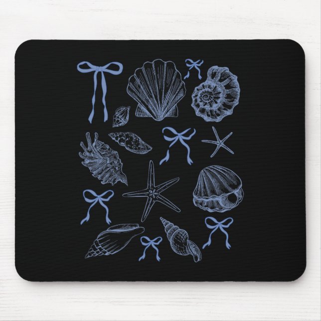 Seashell Coquette Bow Hawaii Beach Summer Vacation Mouse Mat (Front)