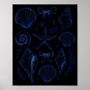 Seashell coquette bow starfish seashell summer for poster