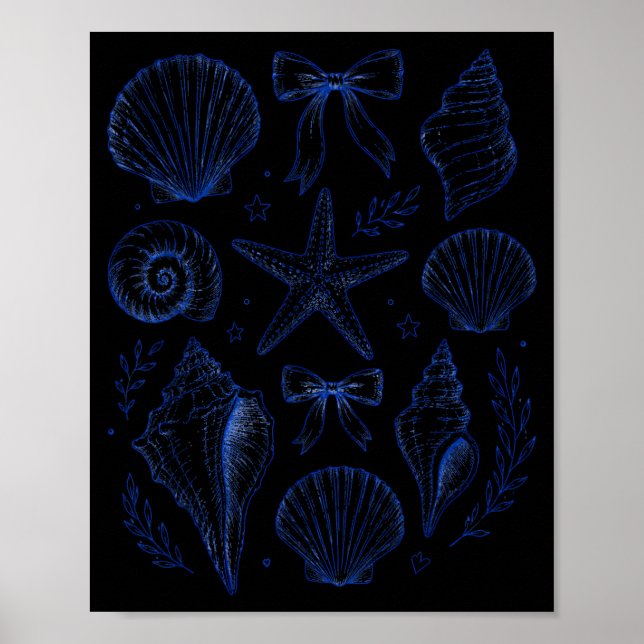 Seashell coquette bow starfish seashell summer for poster (Front)