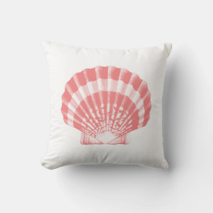 Seashell - coral pink and white cushion