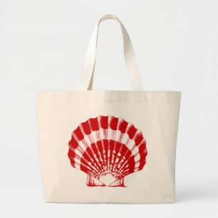 Seashell - deep red and white large tote bag