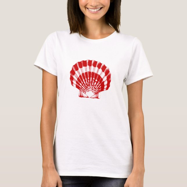 Seashell - deep red and white T-Shirt (Front)