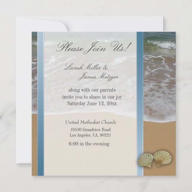 Seashell Destination Beach wedding template (Front)