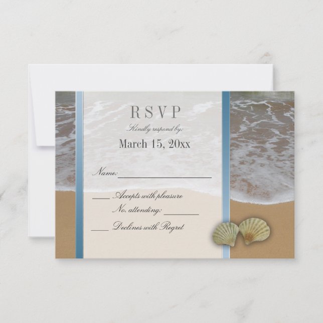 Seashell Destination Wedding DIY RSVP Card (Front)