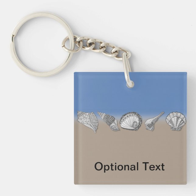 Seashell Drawing Art Key Ring (Front)