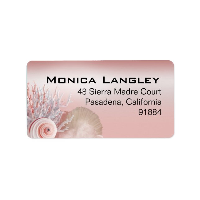 Seashell Dreams Beach Wedding pink Label (Front)