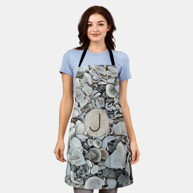 Seashell Drift Monogram Accent Apron (Worn)