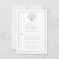 Seashell Dusty Blue Beach Elegant Wedding