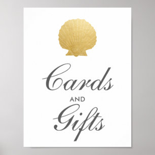 Seashell Faux Gold Foil Ocean Gifts Wedding Sign