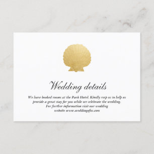 Seashell Faux Gold Foil   Ocean Wedding Details Invitation