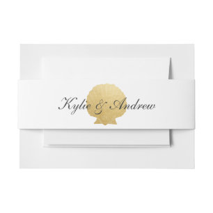 Seashell Faux Gold Foil   Ocean Wedding Invitation Belly Band