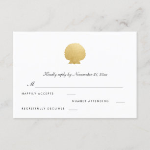 Seashell Faux Gold Foil Ocean Wedding RSVP Card