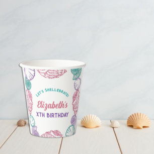 Seashell Girls Birthday Paper Cups