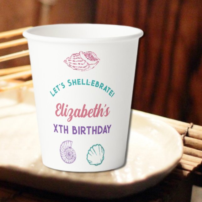 Seashell Girls Birthday Paper Cups (Creator Uploaded)