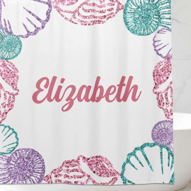 Seashell Girls Shower Curtain (Creator Uploaded)