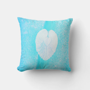 Seashell Heart Angel Wings- Caribbean Sky Cushion
