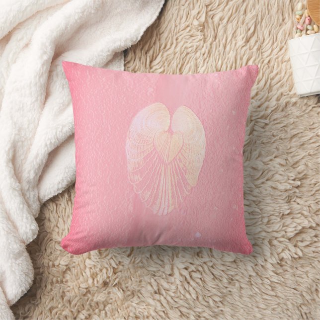 Seashell Heart Angel Wings- Pink Cloud Cushion (Blanket)
