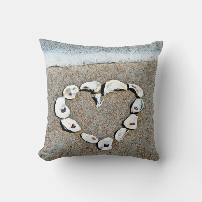 Seashell Heart on the Beach Cushion (Front)