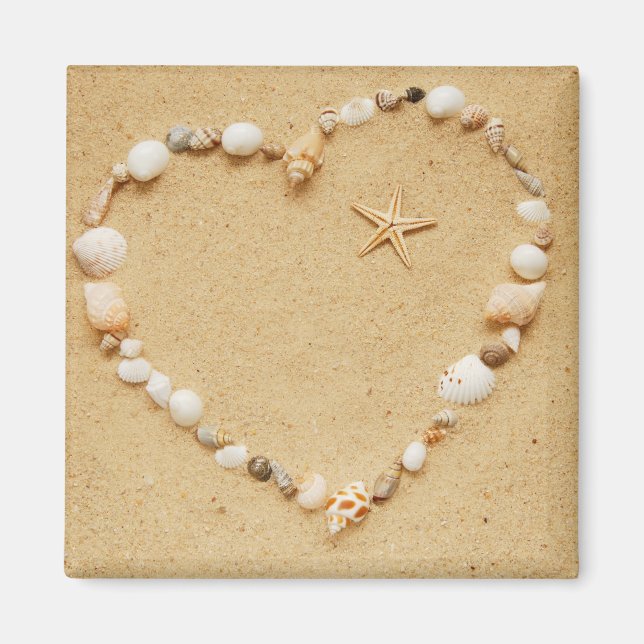Seashell Heart with Starfish Magnet (Front)