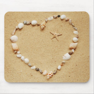 Seashell Heart with Starfish Mouse Mat