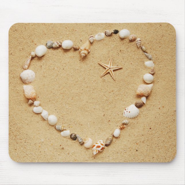 Seashell Heart with Starfish Mouse Mat (Front)