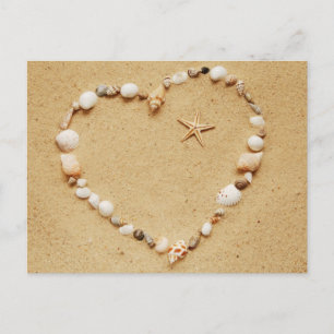 Seashell Heart with Starfish Postcard
