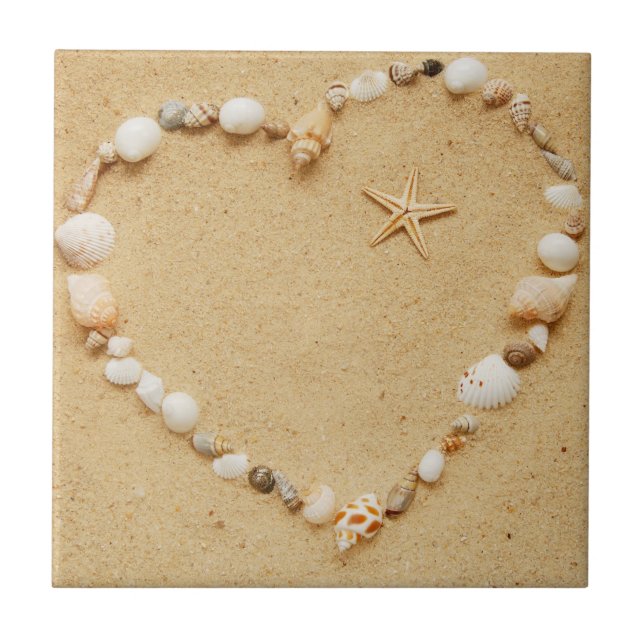 Seashell Heart with Starfish Tile (Front)