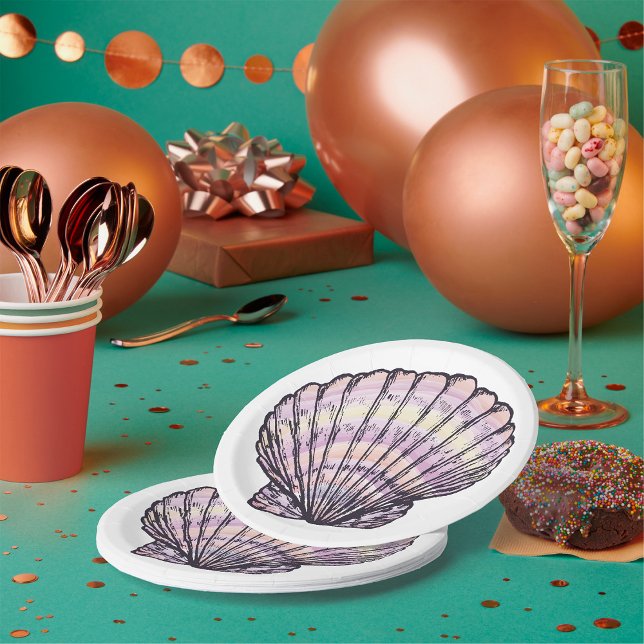Seashell Illustration Paper Plate (Creator Uploaded)
