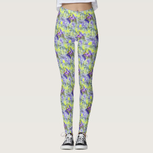 Seashell in sea blue purple watercolor painting le leggings