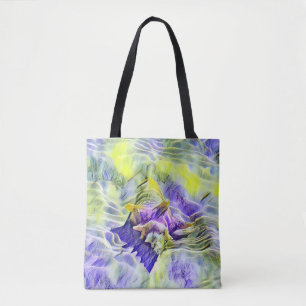 Seashell in sea blue purple watercolor painting tote bag