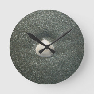 Seashell in the Sand: A Salty Souvenir Round Clock