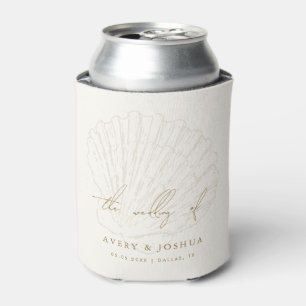 Seashell Ivory & Gold Beach Coastal Wedding Favor Can Cooler