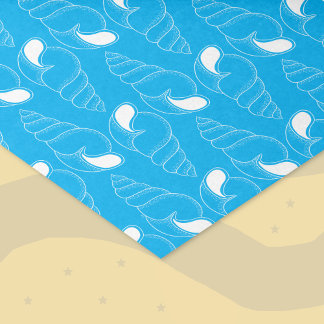 Seashell Line Art Pattern Light Blue Tissue Paper