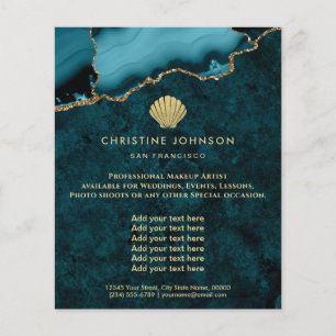 seashell logo on teal design flyer
