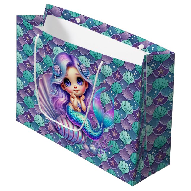 Seashell Mermaid  Large Gift Bag (Front Angled)
