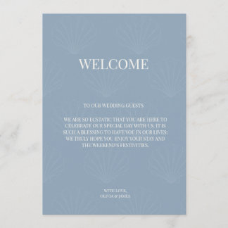Seashell Minimalist Wedding Welcome Timeline Card