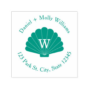 Seashell Monogram Address Self-inking Stamp