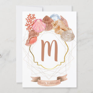 Seashell Monogram Crest Notecard 