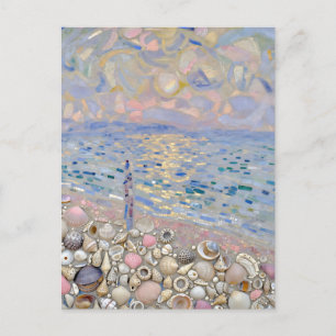 Seashell Mosaic Beach Horizon Glow Postcard