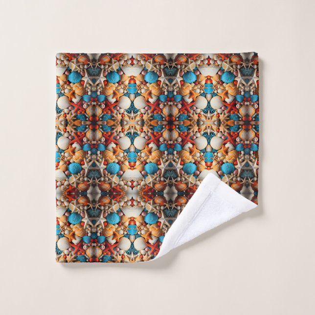 Seashell Mosaic Sherpa Throw Wash Cloth (Wash Cloth)