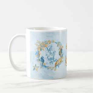 Seashell mug beach theme blue 