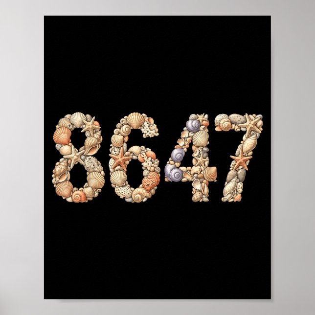 Seashell Numbers Beach Coastal Ocean on Back Poster (Front)