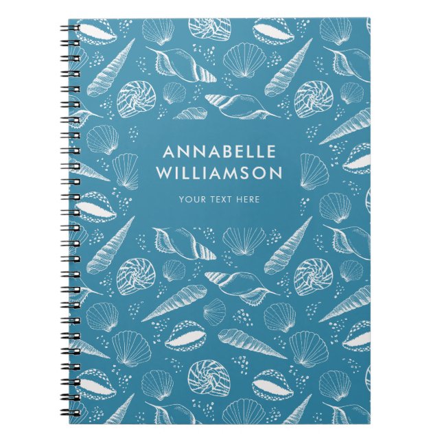 Seashell ocean beach pattern notebook (Front)