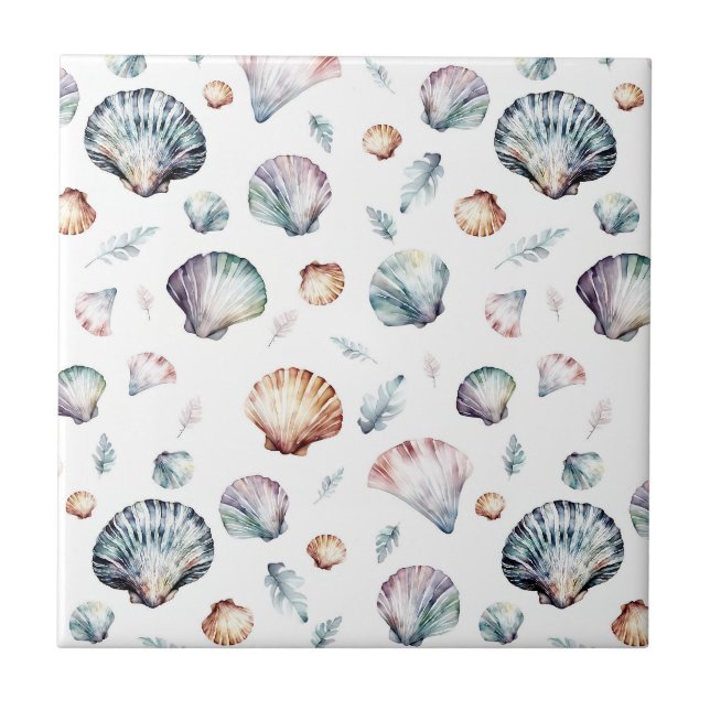 Seashell Ocean Beach Sea Shell Design 358 Tile (Front)