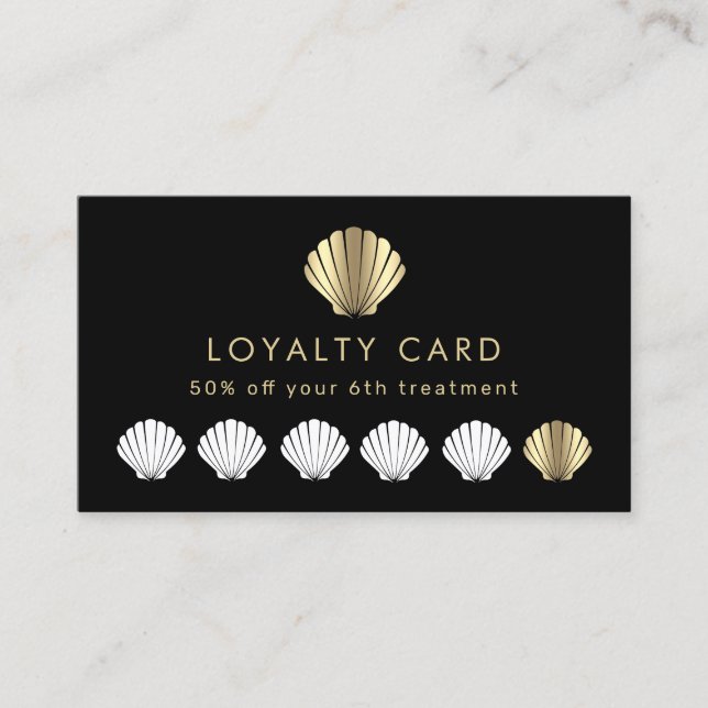 seashell on black loyalty card (Front)