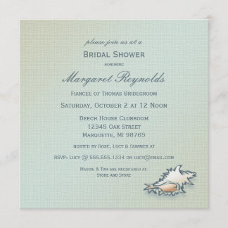 Seashell on the Beach Illustration Bridal Shower Invitation